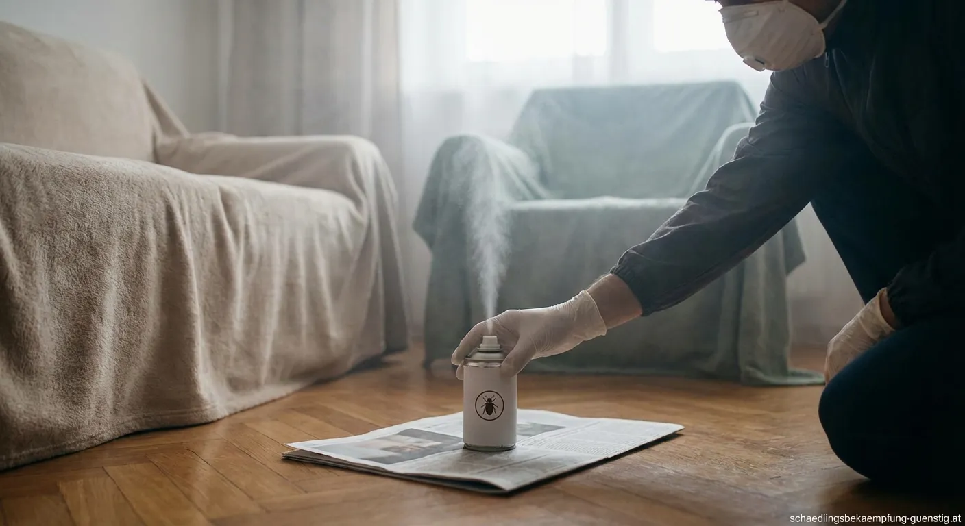 Dose eines Floh Foggers auf dem Boden stehend zur Ungezieferbekämpfung