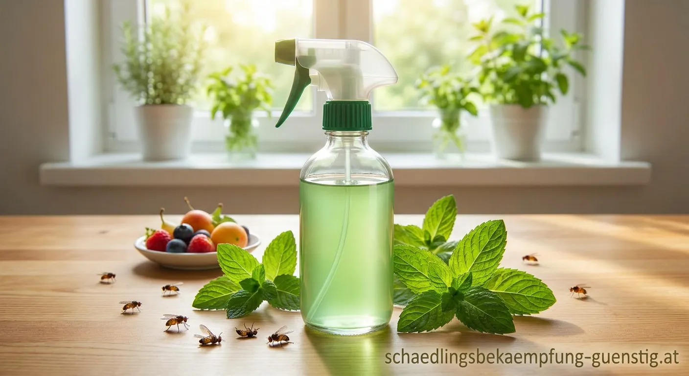 Selbstgemachtes Pfefferminzspray gegen Fruchtfliegen