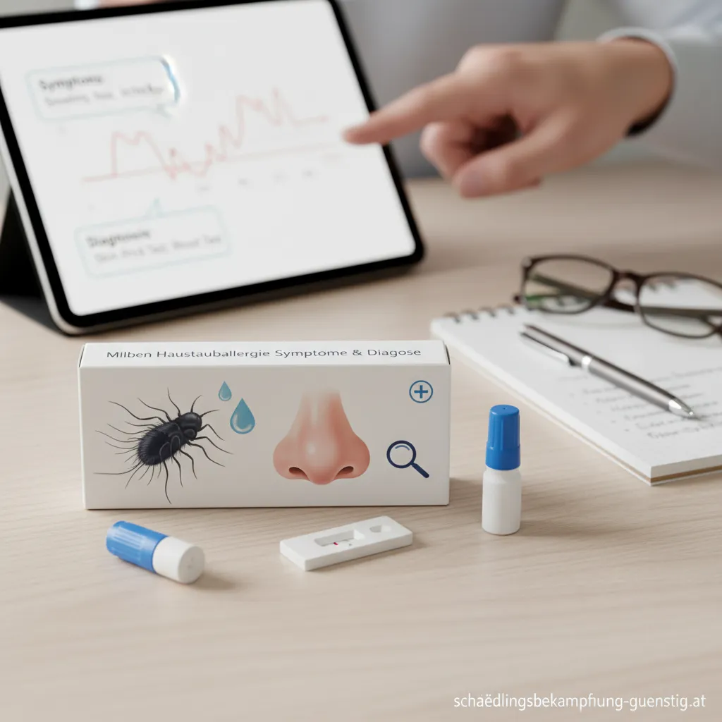 Mikroskopische Aufnahme einer Hausstaubmilbe auf einem Kissen