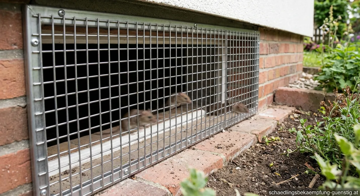 Ratten Edelstahl Gitter installiert im Kellerablauf