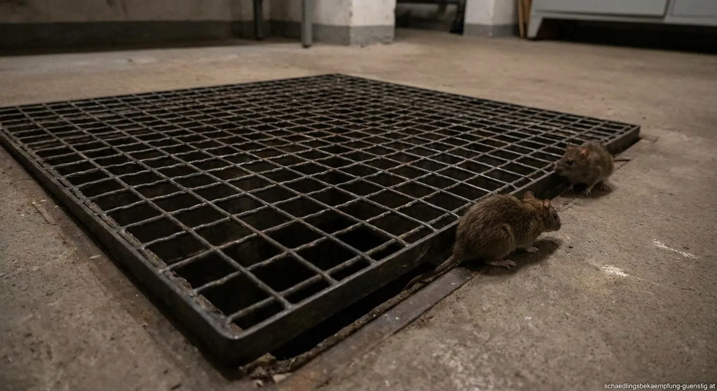 Ratten Titan Gitter installiert an Hauswand als Nagerschutz
