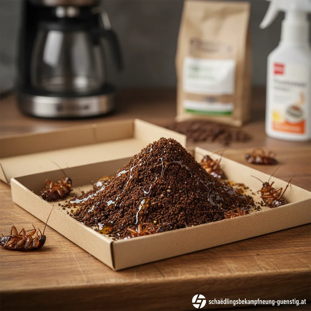 Eine selbstgemachte Schabenfalle mit Kaffeepulver als Köder