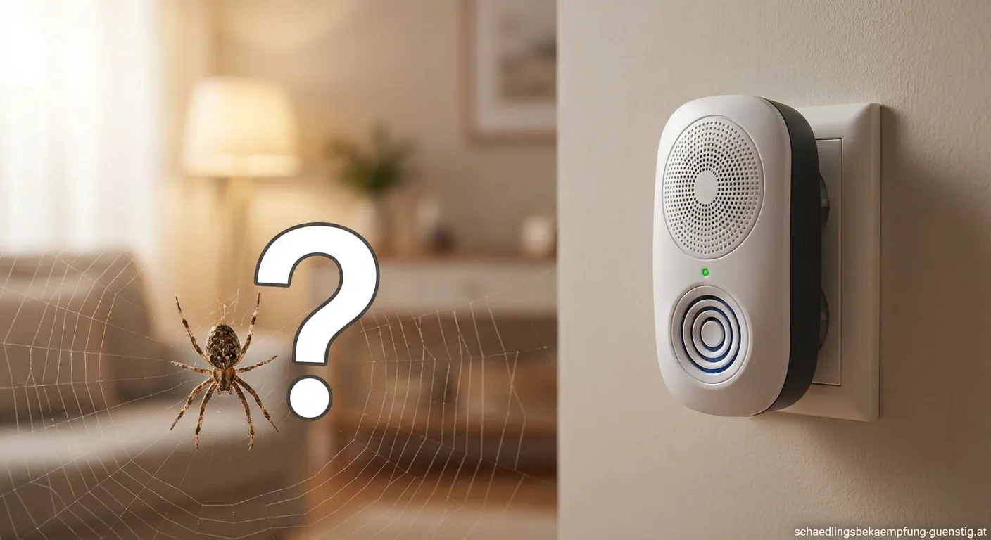 Ultraschall Gerät zur Spinnenabwehr in modernem Wohnzimmer