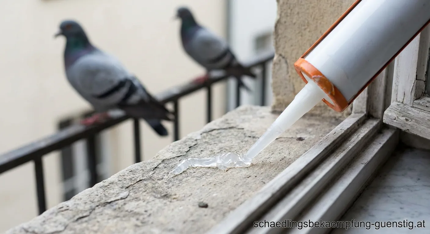 Tauben Gel Abwehr Mittel auf Dachtraufe appliziert