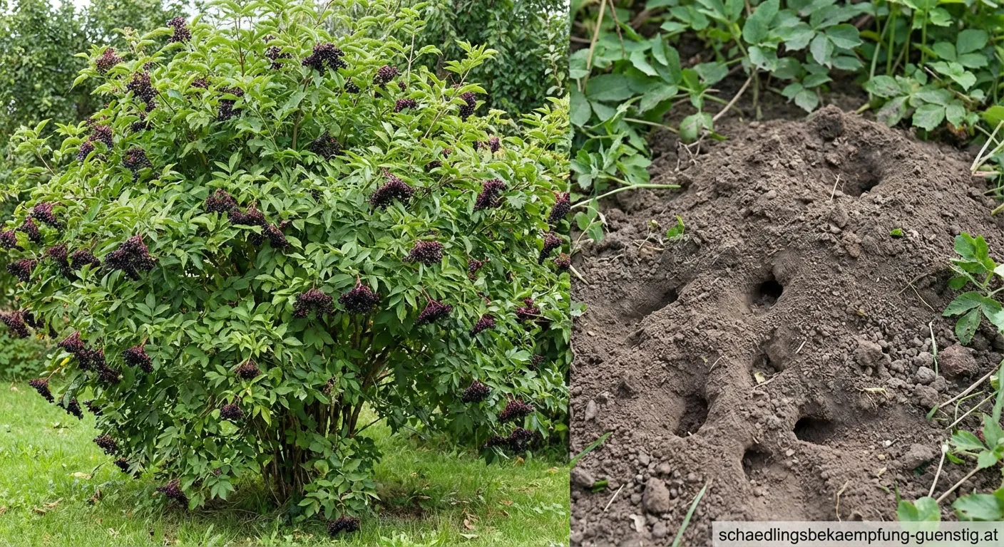Schwarzer Holunder Strauch als Mittel gegen Wühlmäuse im Garten